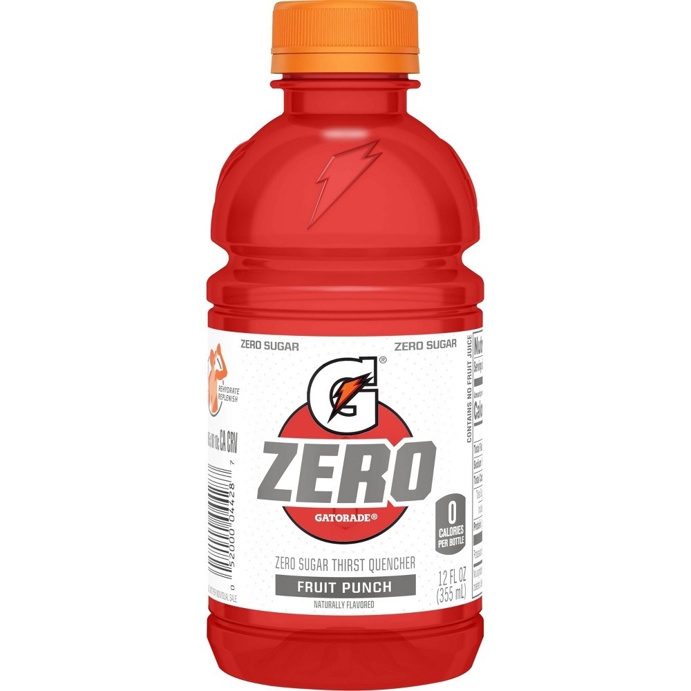 Gatorade G Zero Sugar Fruit Punch Electrolyte Enhanced Sports Drinks 12 ...