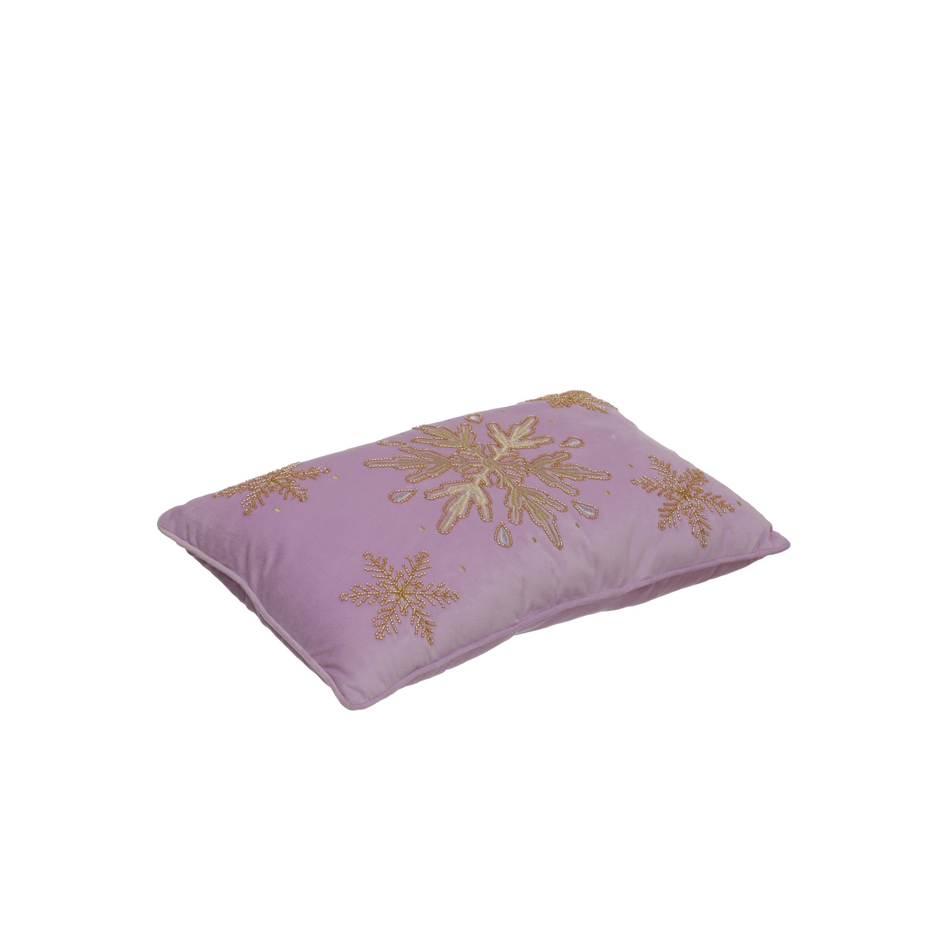 slide 3 of 3, 20" X 12" Pink Velvet & Beaded Gold Snowflake Lumbar Throw Pillow By Ashland, 20 in x 12 in