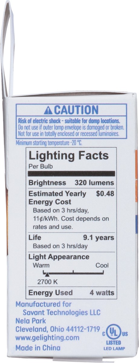 slide 8 of 9, GE 4 Watts Classic Shape Soft White Ceiling Fan LED Light Bulbs 2 Pack 2 ea, 2 ct