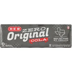 H-E-B Original Zero Calorie Cola - 12 ct; 12 fl oz