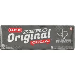 H-E-B Original Zero Calorie Cola - 12 ct; 12 fl oz