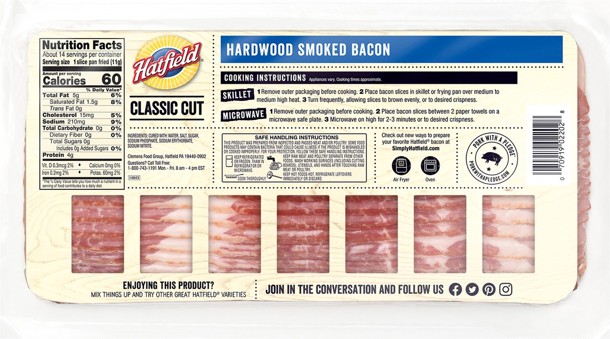 slide 2 of 3, Hatfield Hardwood Smoked Bacon, Classic Cut, 16 oz