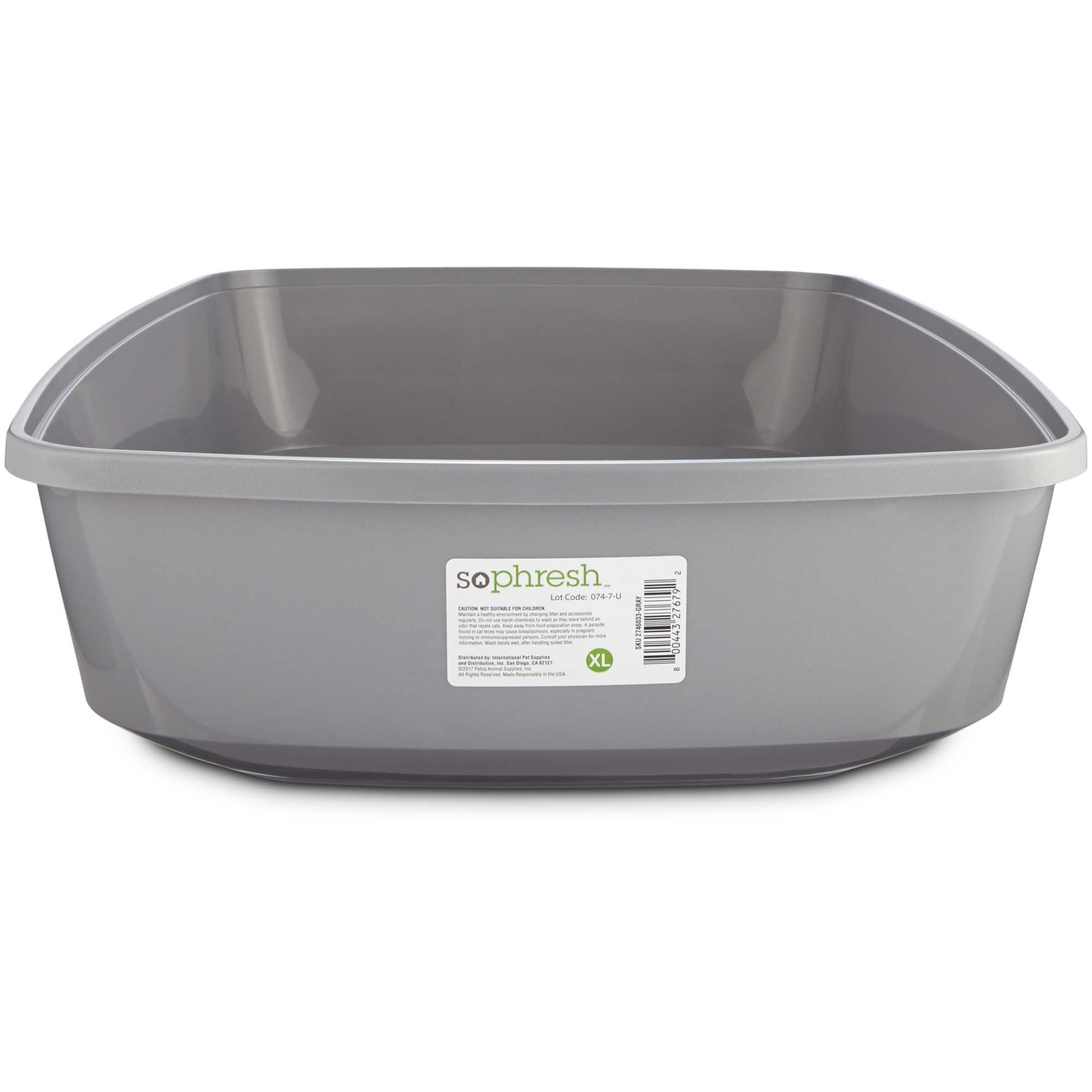 slide 1 of 1, So Phresh Gray Open Cat Litter Box, XL