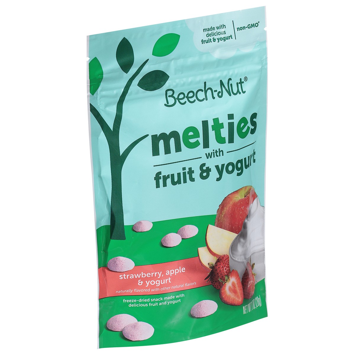 slide 8 of 9, Beech-Nut Stage 3 (from About 8 Months) Strawberry, Apple & Yogurt Melties with Fruit & Yogurt 1 oz, 1 oz