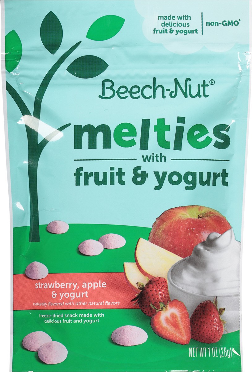 slide 5 of 9, Beech-Nut Stage 3 (from About 8 Months) Strawberry, Apple & Yogurt Melties with Fruit & Yogurt 1 oz, 1 oz