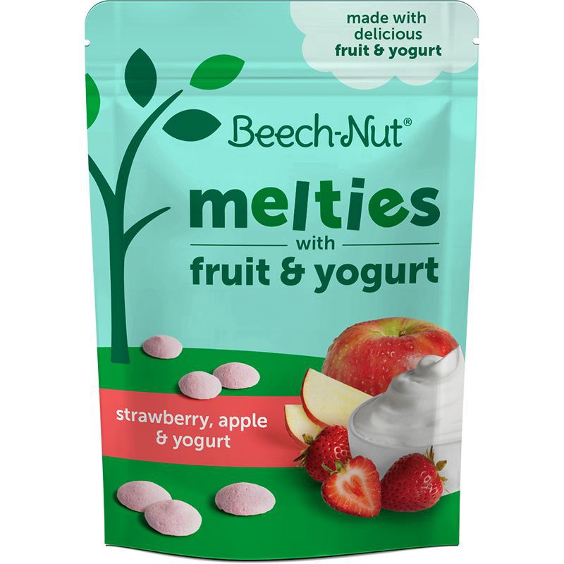 slide 1 of 9, Beech-Nut Stage 3 (from About 8 Months) Strawberry, Apple & Yogurt Melties with Fruit & Yogurt 1 oz, 1 oz