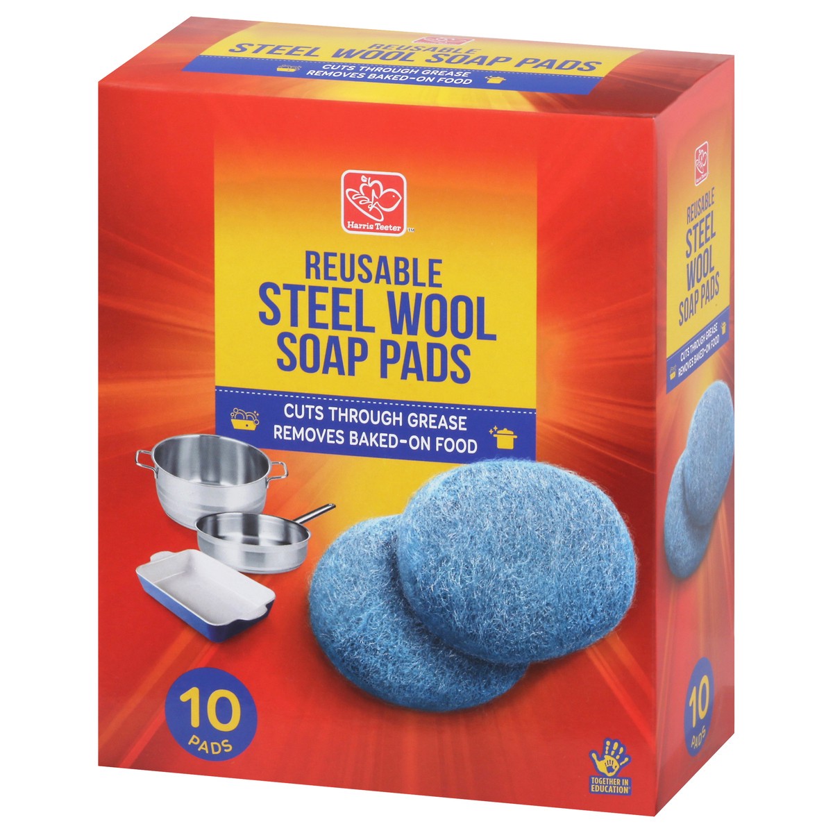 slide 2 of 9, Harris Teeter Steel Wool Soap Pads, 10 ct