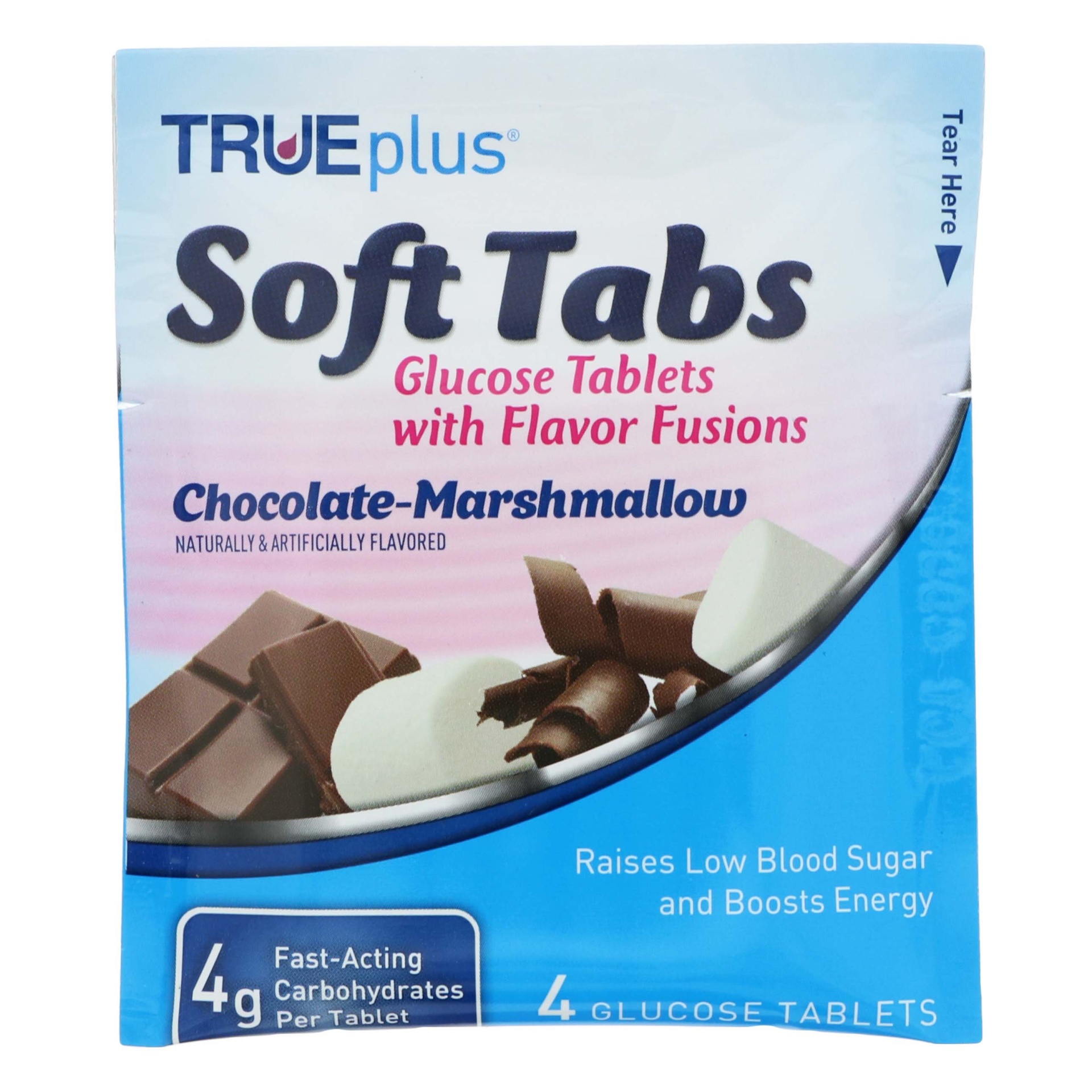 slide 1 of 1, TRUEplus Chocolate - Marshmallow Glucose Tablets, 4 ct