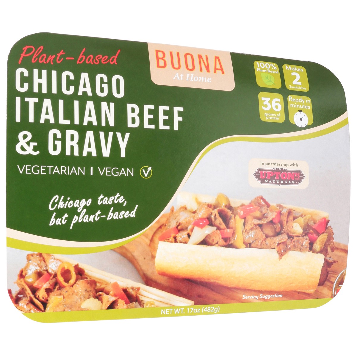 slide 12 of 14, Buona At Home Chicago Plant-Based Italian Beef & Gravy 17 oz, 17 oz