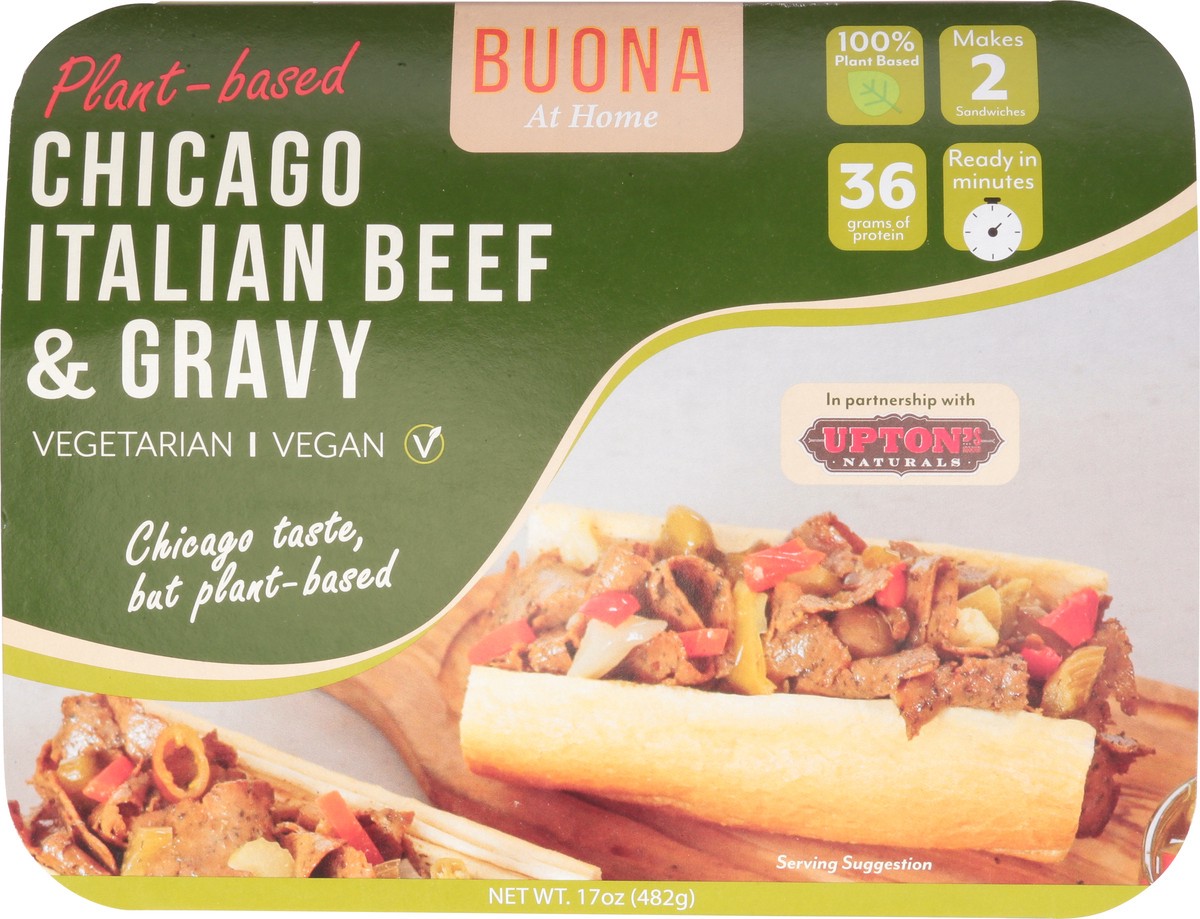 slide 3 of 14, Buona At Home Chicago Plant-Based Italian Beef & Gravy 17 oz, 17 oz