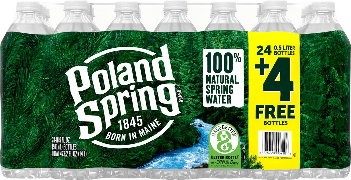 slide 8 of 9, POLAND SPRING Brand 100% Natural Spring Water, 16.9-ounce plastic bottles (Total of 28), 28 ct