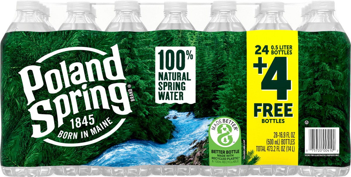 slide 9 of 9, POLAND SPRING Brand 100% Natural Spring Water, 16.9-ounce plastic bottles (Total of 28), 28 ct