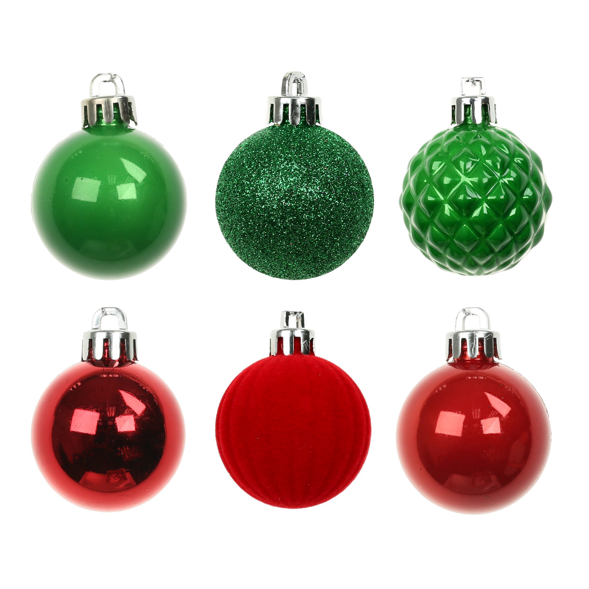 slide 3 of 3, 7 Pack 1.5" Red, Green & White Shatterproof Ball Ornaments By Ashland, 7 ct