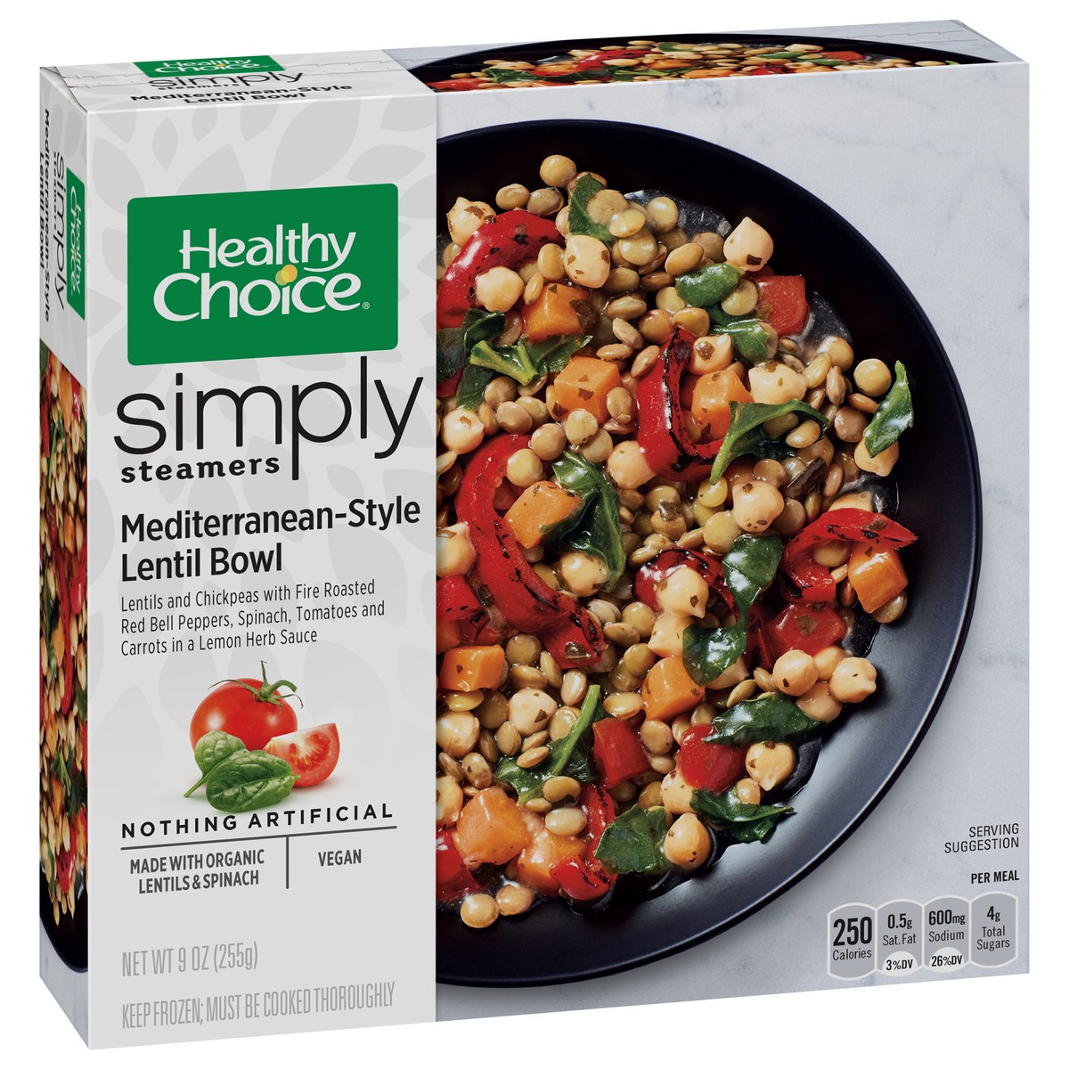 slide 3 of 9, Healthy Choice Simply Steamers Mediterranean-style Lentil Bowl Frozen Meal, 9 oz., 9 oz