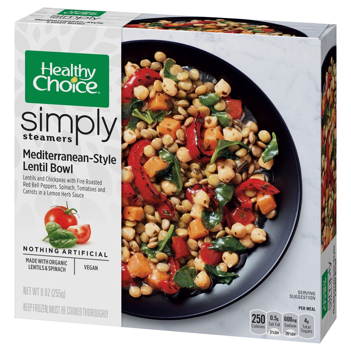 slide 4 of 9, Healthy Choice Simply Steamers Mediterranean-style Lentil Bowl Frozen Meal, 9 oz., 9 oz