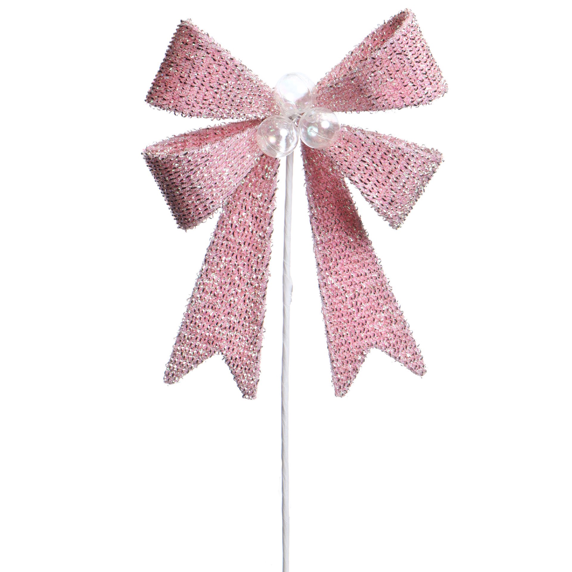 slide 2 of 3, 24.5" Pink Tinsel Ribbon Bow Stem By Ashland, 8.125 in x 2 in x 24.5 in