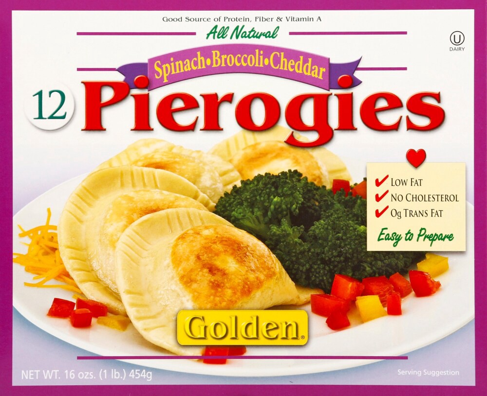 slide 1 of 6, Golden Spinach Broccoli Cheddar Pierogies, 16 oz