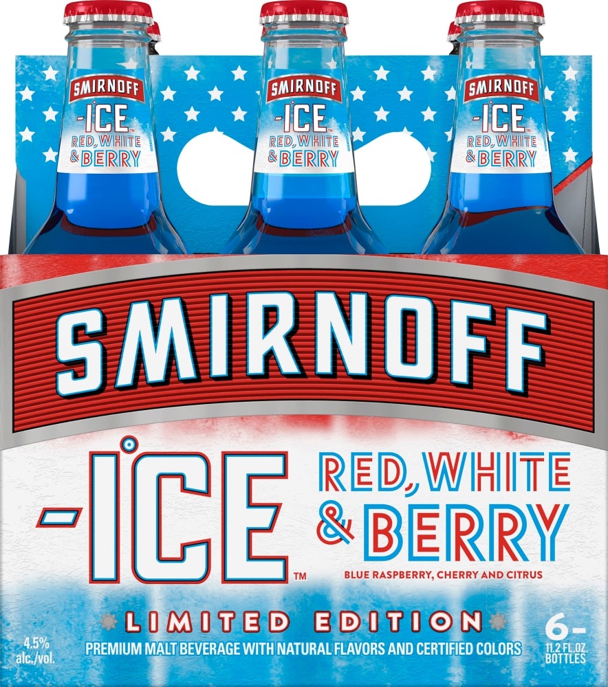 slide 1 of 4, Smirnoff Ice Red, White, and Berry, 6 ct; 11.2 fl oz