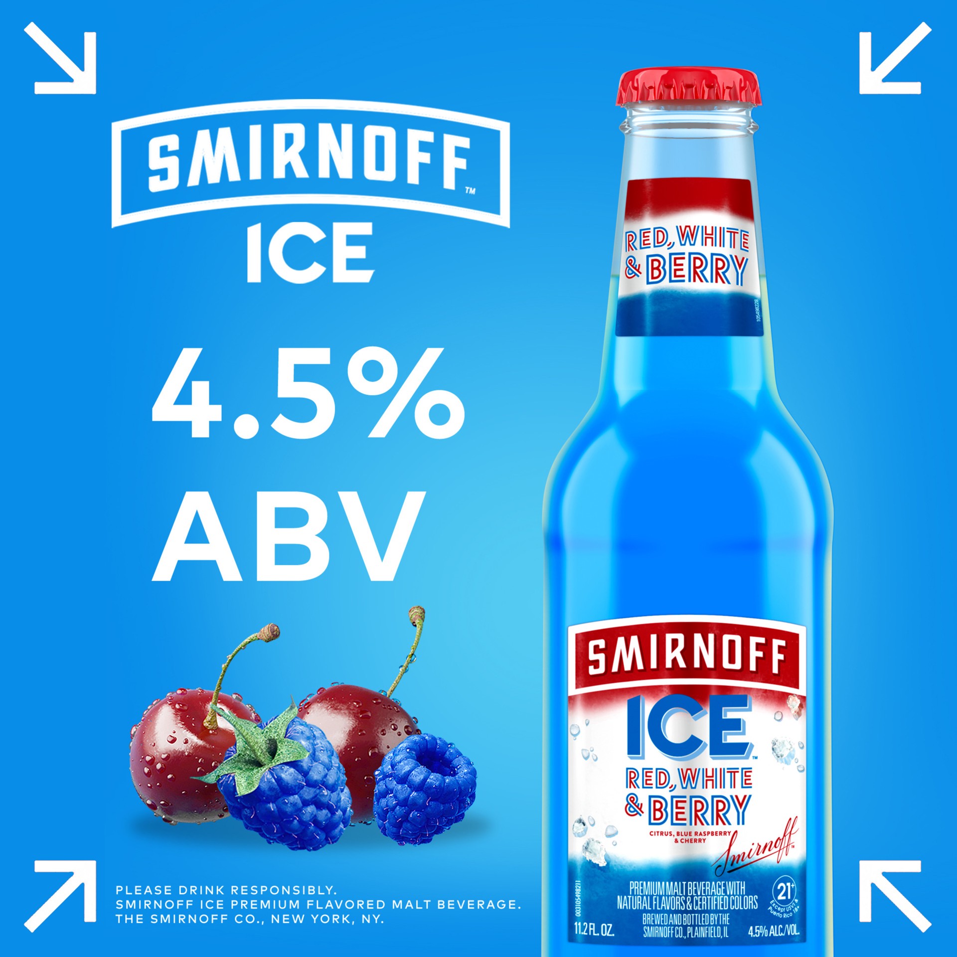 slide 7 of 10, Smirnoff Ice Red White & Berry Sparkling Drink, 11.2oz Bottles, 6pk, 11.2 fl oz