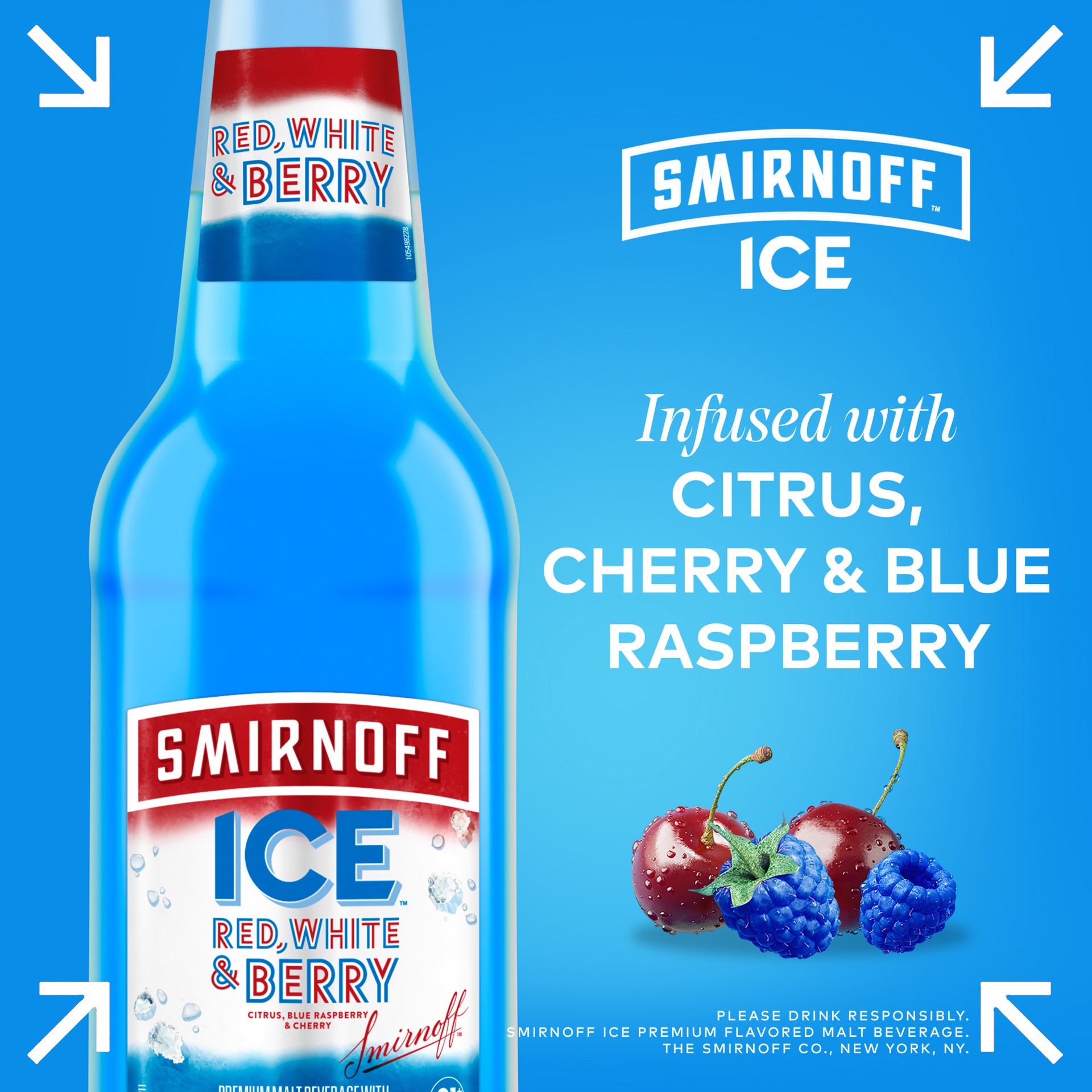 slide 10 of 10, Smirnoff Red, White & Berry Premium Malt Beverage 6 - 11.2 oz Bottles, 6 ct