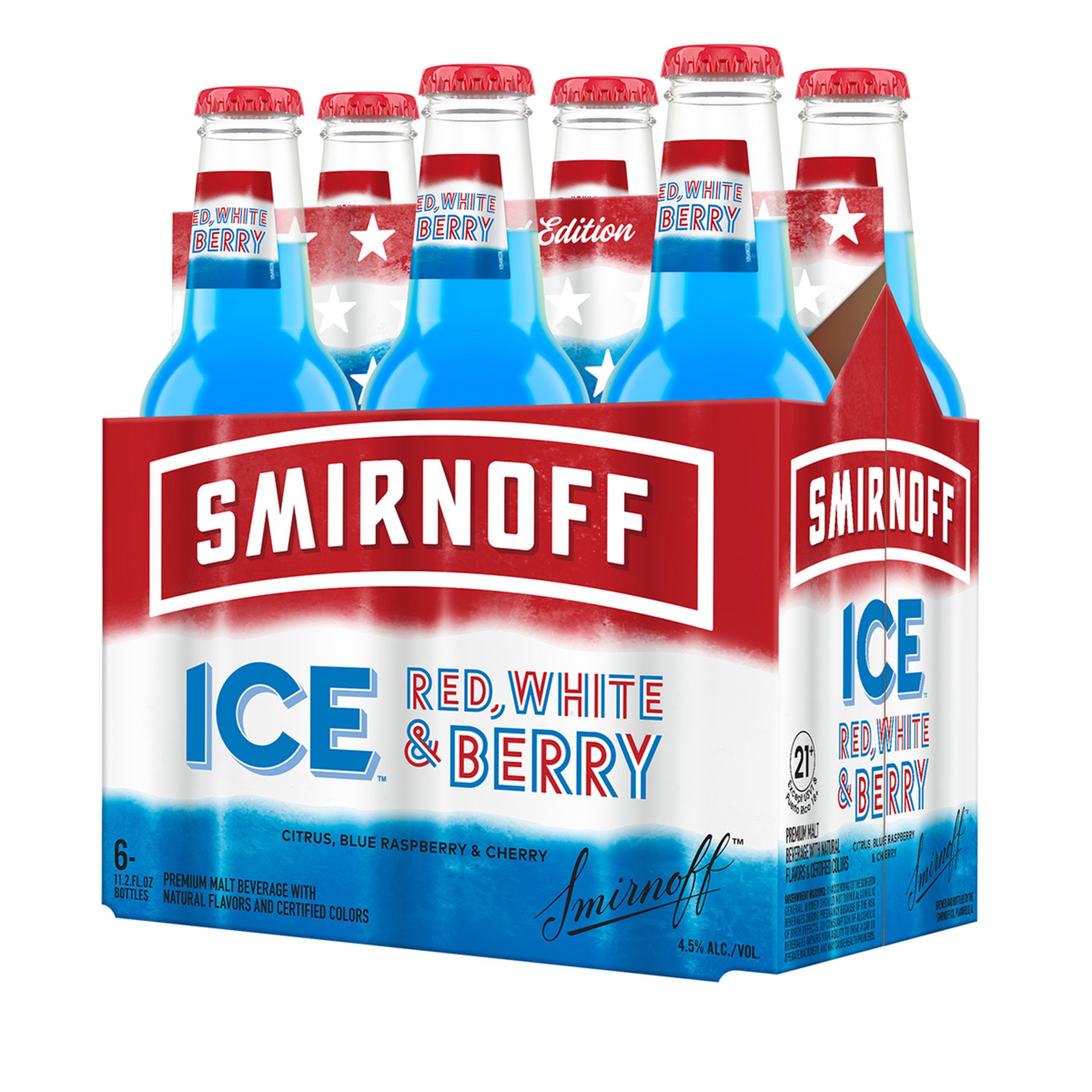 slide 4 of 10, Smirnoff Ice Red White & Berry Sparkling Drink, 11.2oz Bottles, 6pk, 11.2 fl oz