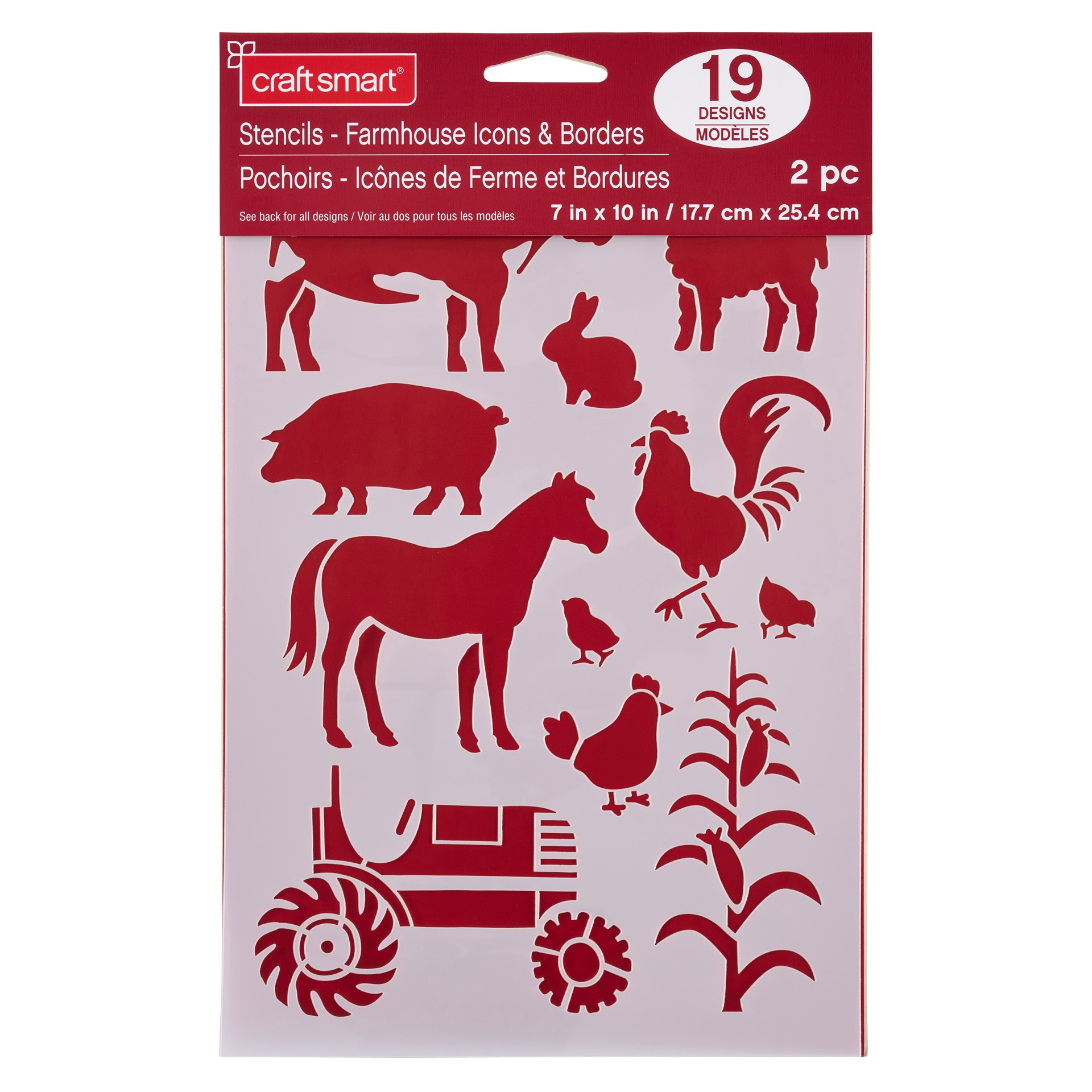 slide 2 of 4, Farmhouse Icon & Border Plastic Stencils, 7" X 10" By Craft Smart, 7 in x 10 in
