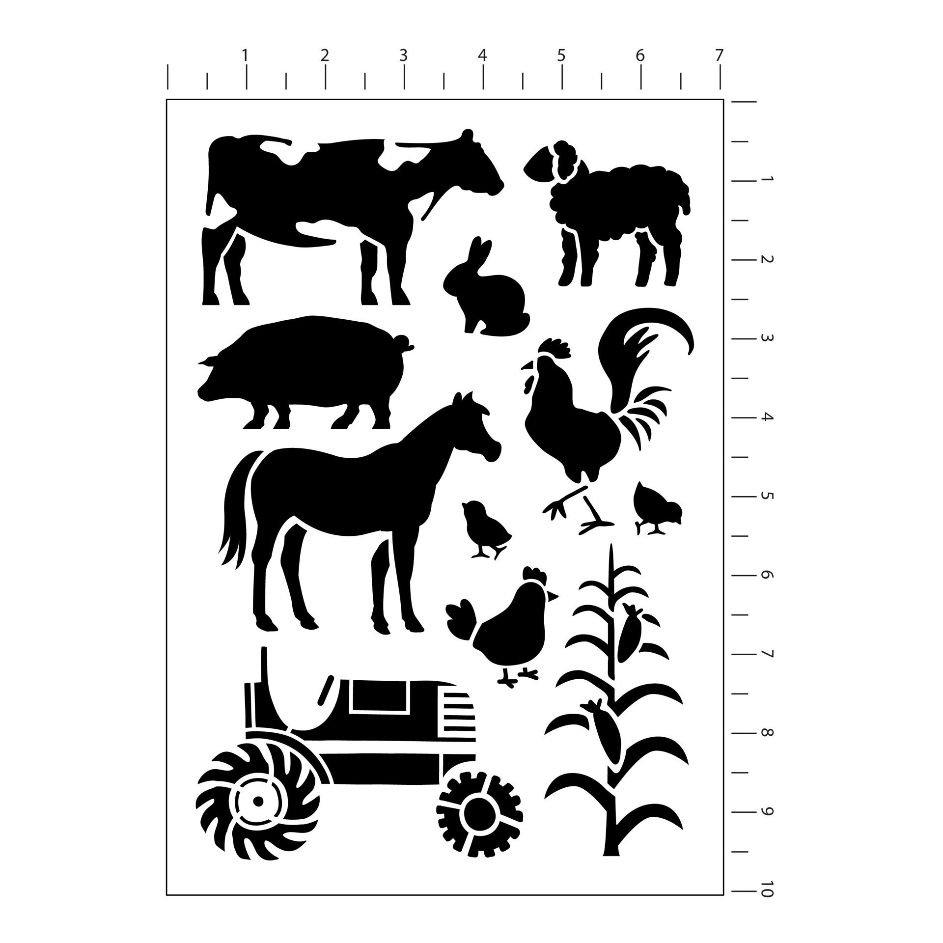 slide 3 of 4, Farmhouse Icon & Border Plastic Stencils, 7" X 10" By Craft Smart, 7 in x 10 in