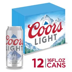 Coors Light American Light Lager Beer, 4.2% ABV, 12-pack, 16-oz. beer cans