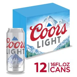 Coors Light American Light Lager Beer, 4.2% ABV, 12-pack, 16-oz. beer cans