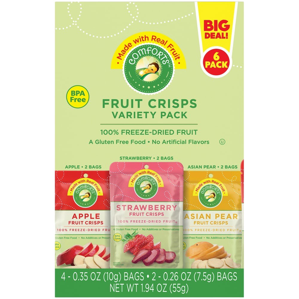 slide 2 of 5, Comforts Fruit Crisps Variety Pack, 6 ct