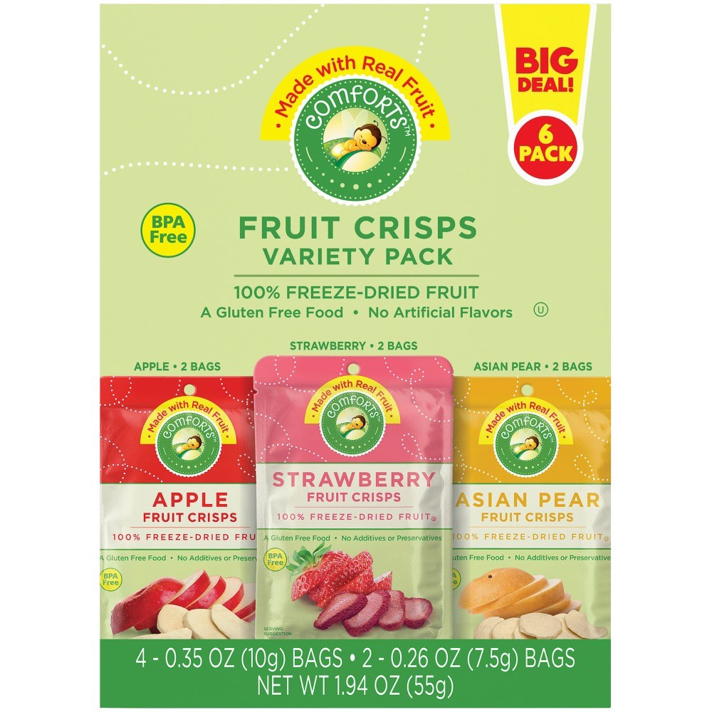 slide 5 of 5, Comforts Fruit Crisps Variety Pack, 6 ct