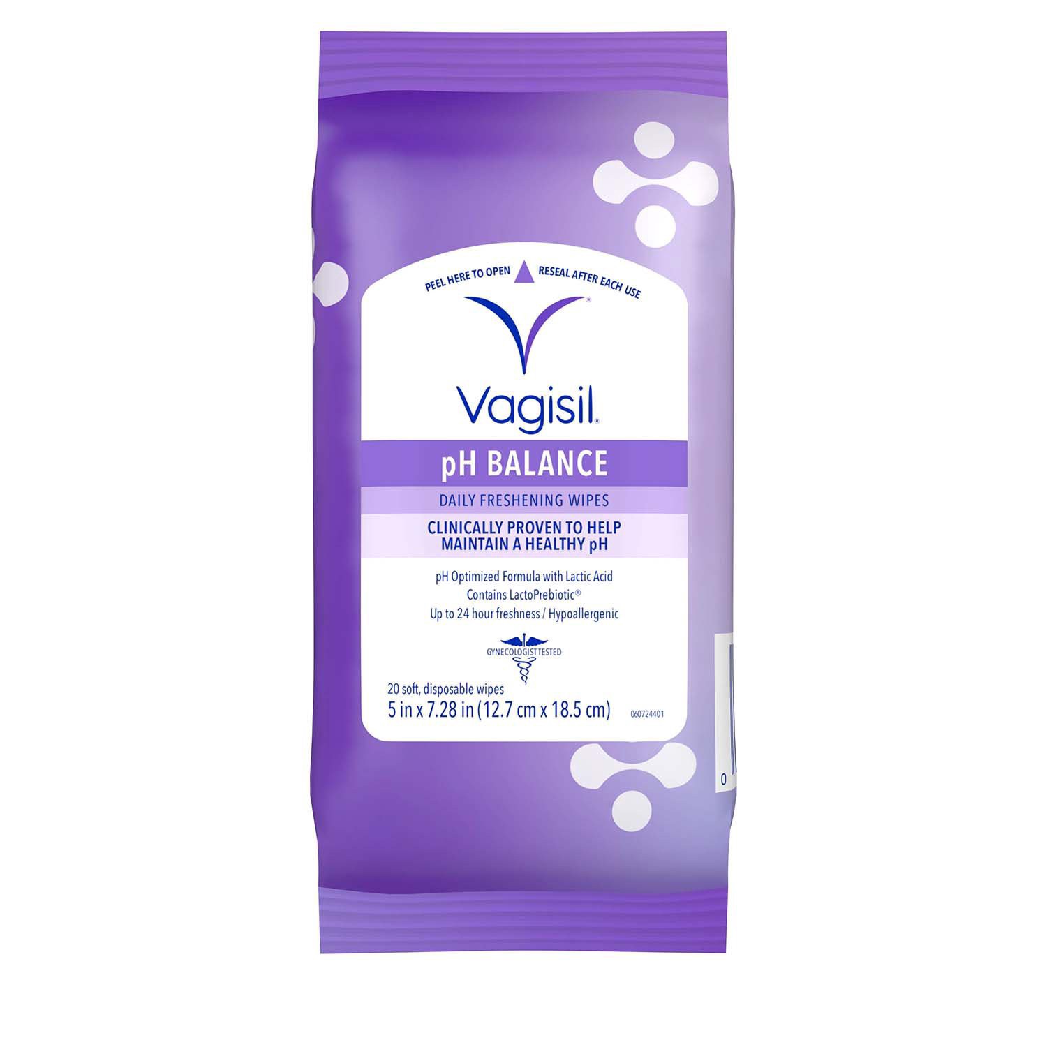 slide 1 of 1, Vagisil pH Balance Wipes, 20 ct