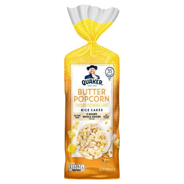 slide 1 of 4, Quaker Butter Popcorn Rice Cakes, 4.47 oz