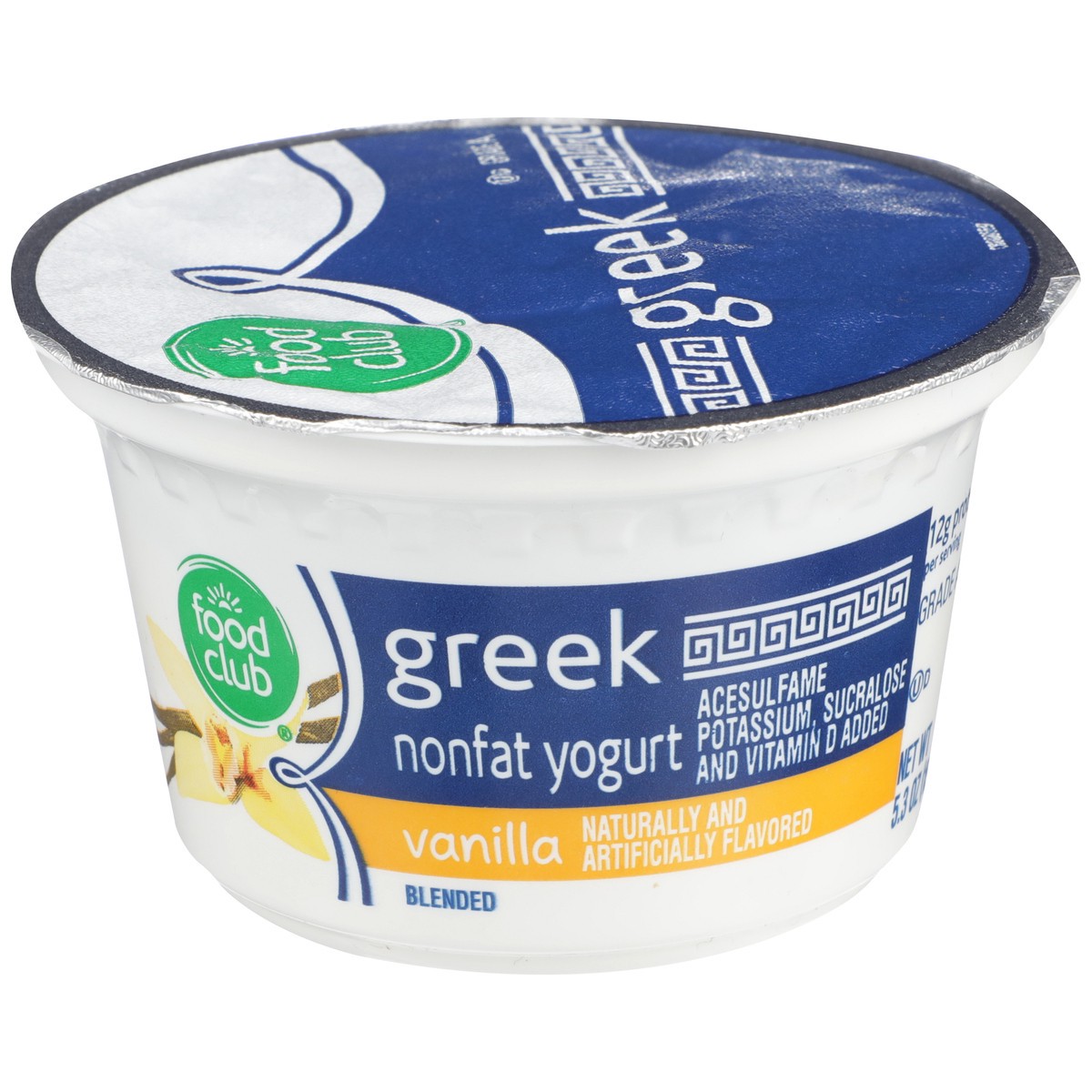 slide 1 of 9, Food Club Vanilla Greek Nonfat Yogurt, 5.3 oz