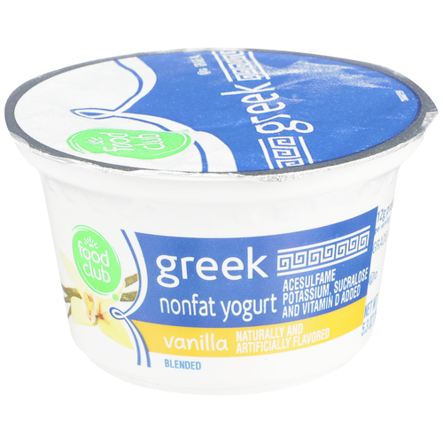 slide 1 of 1, Food Club Vanilla Greek Nonfat Yogurt, 5.3 oz