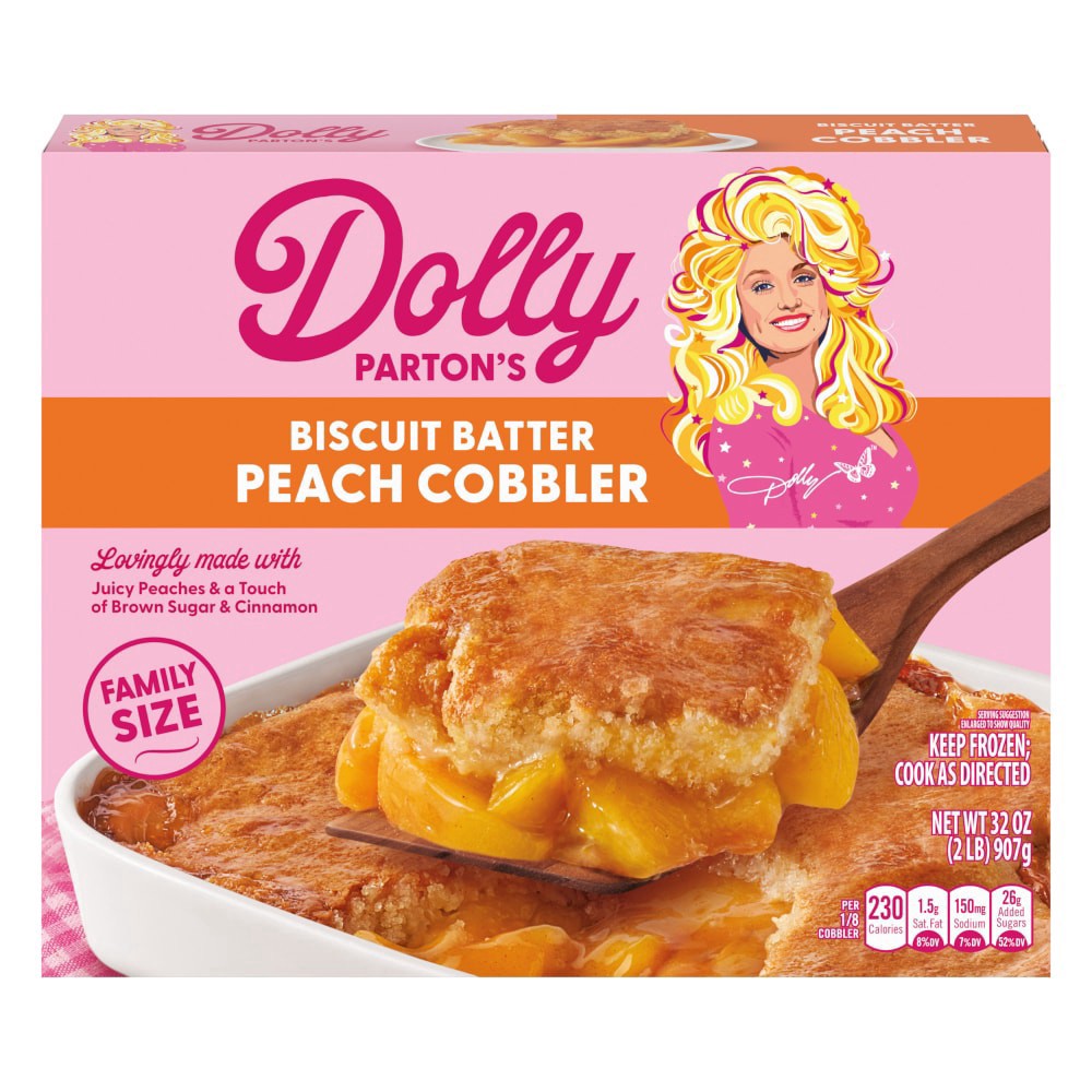 slide 1 of 2, Dolly Parton's Biscuit Batter Peach Cobbler Family Size Frozen Dessert, 32 oz, 32 oz