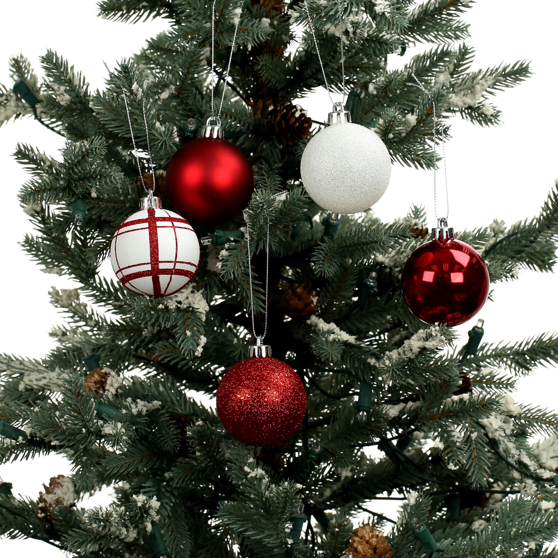 slide 3 of 3, 5 Pack 2.2" Red & White Shatterproof Ball Ornaments By Ashland, 5 ct
