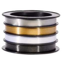 American Greetings Curling Poly Ribbon - Black, White, Silver, Gold