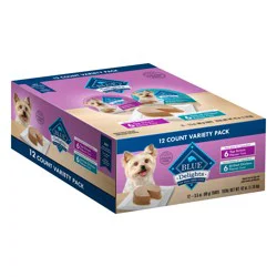 Blue Buffalo Blue Delights Variety Pack for Small Breed Dogs Delights Top Sirloin Flavor Pate Grilled Chicken Flavor Pate 12-3.5 oz