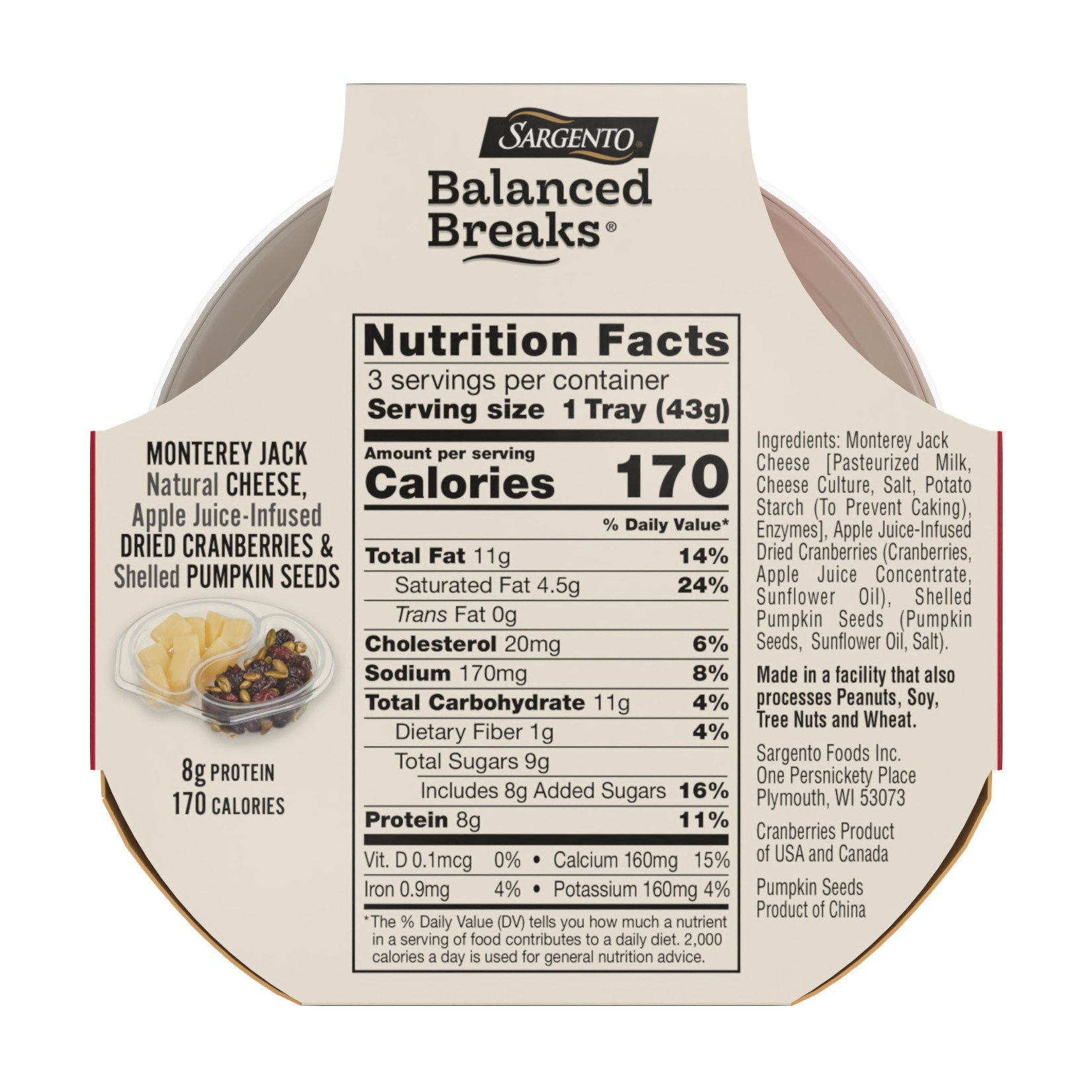 slide 2 of 7, Sargento Balanced Breaks Monterey Jack Cheese, Cranberries & Pumpkin Seeds, 3 ct; 4.5 oz