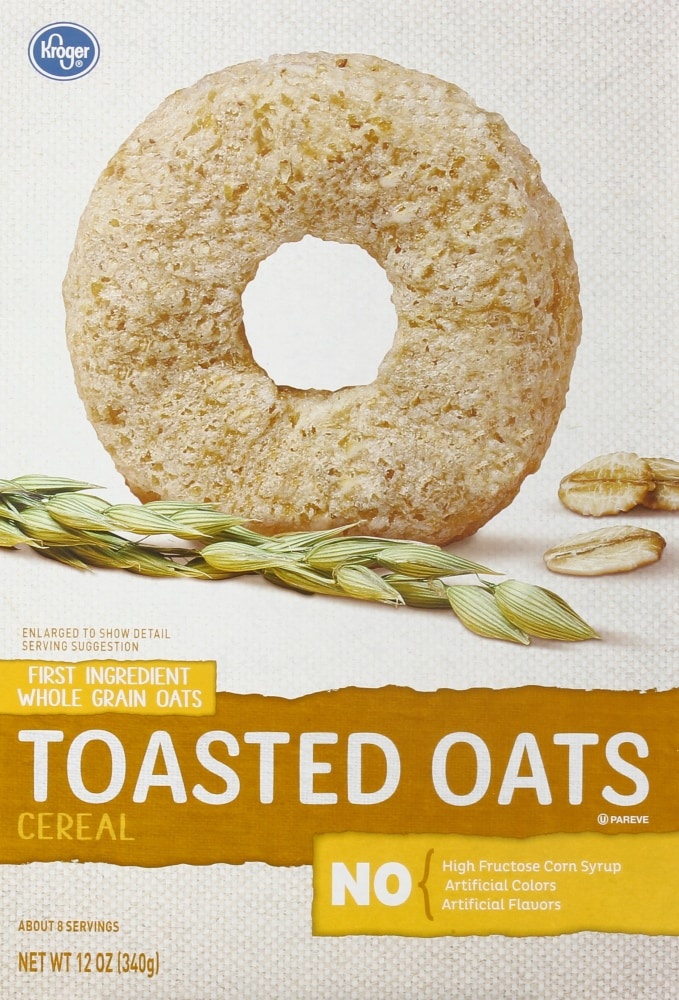 slide 1 of 1, Kroger Toasted Oats Cereal, 12 oz