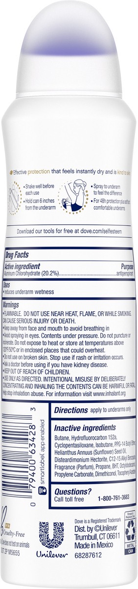 slide 4 of 5, Dove Advanced Care Invisible Dry Spray Antiperspirant Deodorant Sheer Fresh, 3.8 oz