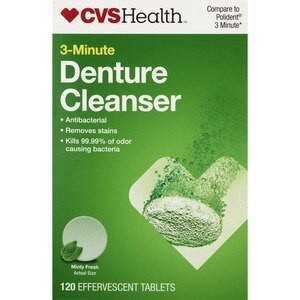 slide 1 of 1, Cvs Health 3-Minute Denture Cleanser Tablets, Minty Fresh, 120 Ct, 120 ct