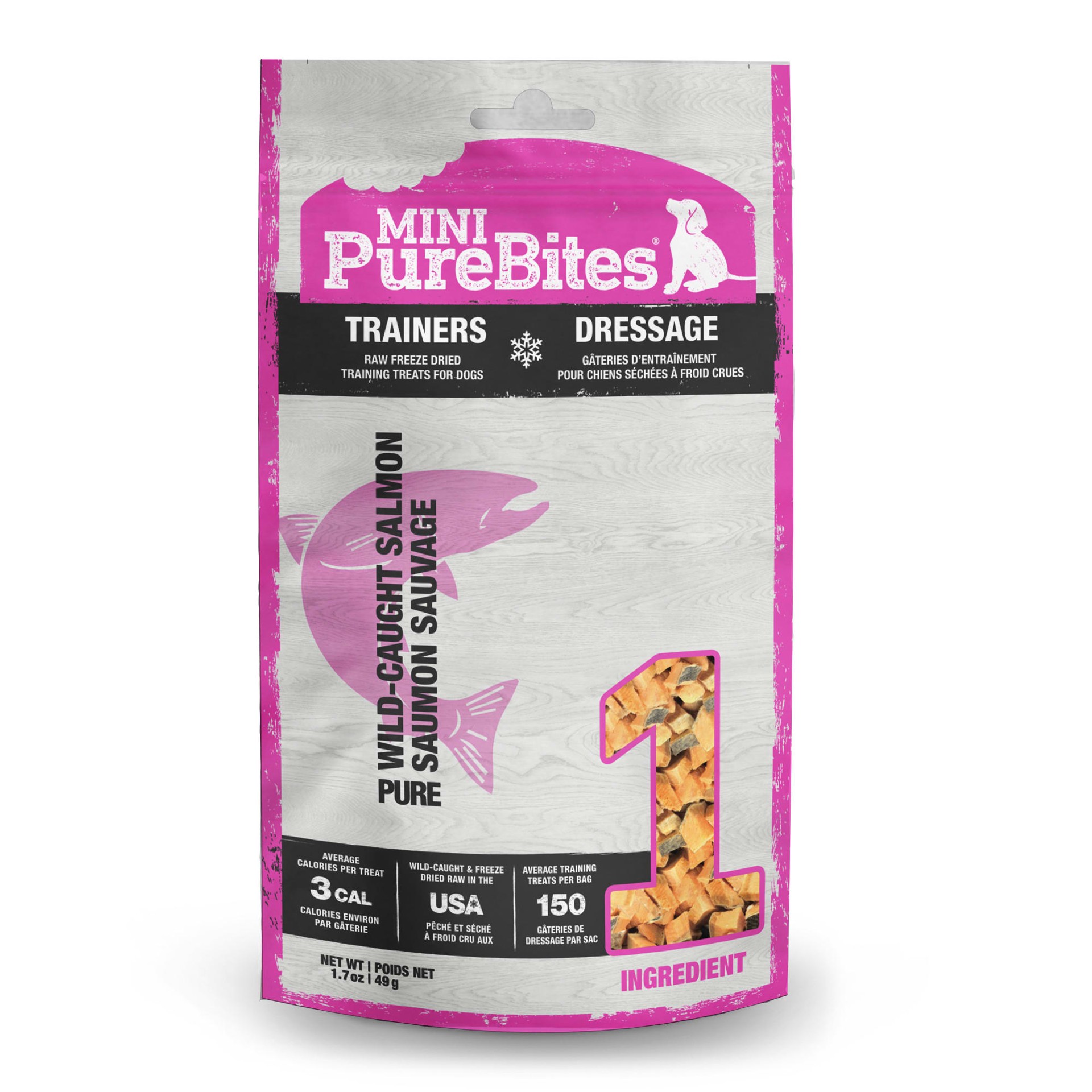 slide 1 of 5, PureBites Mini-PureBites Freeze Dried Salmon Dog Treats | Only 1 ingredient | 49g, 49 g