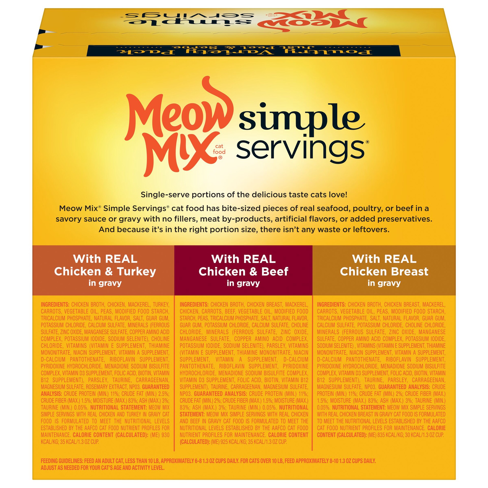 slide 3 of 9, Meow Mix Simple Servings Wet Cat Food Poultry Variety Pack, 1.3oz Cups, 12 ct., 15.6 oz