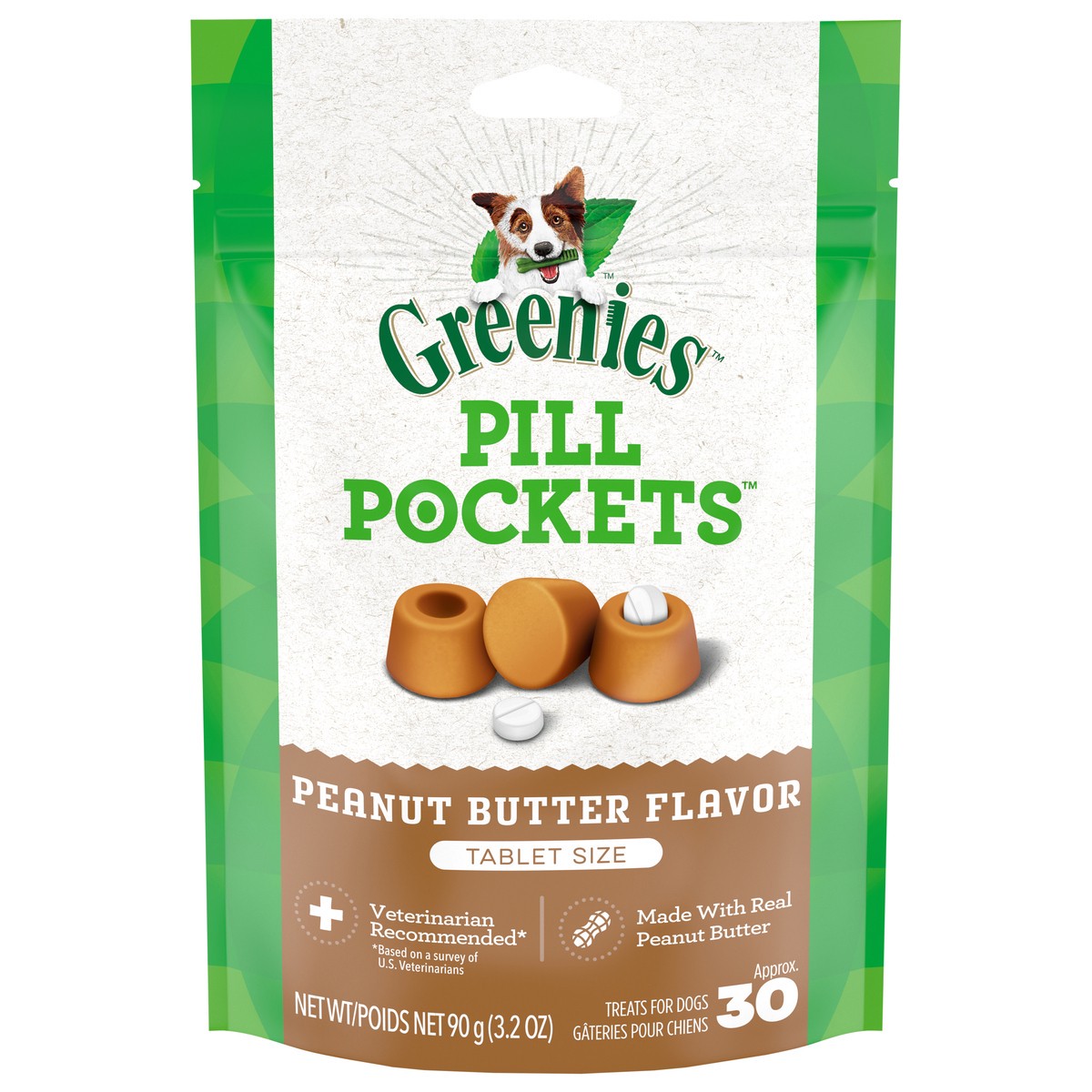 slide 1 of 3, Greenies Pill Pockets Peanut Butter Flavor Treats for Dogs Tablet Size 3.2 oz, 3.2 oz