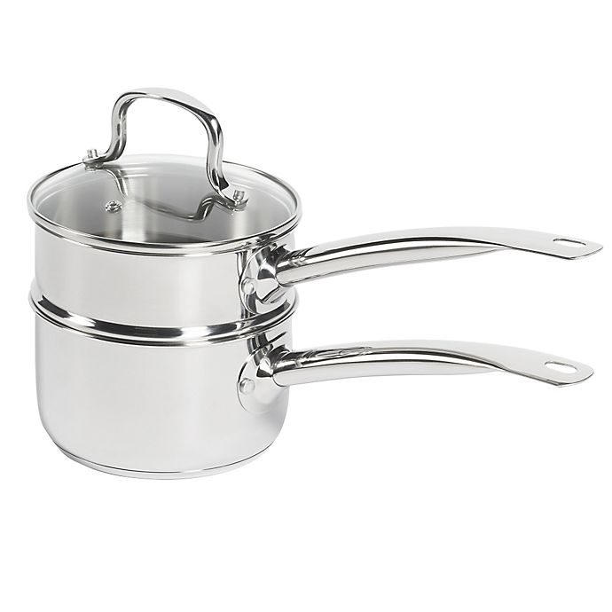 slide 1 of 5, SALT 2 qt. Stainless Steel Double Boiler, 2 ct