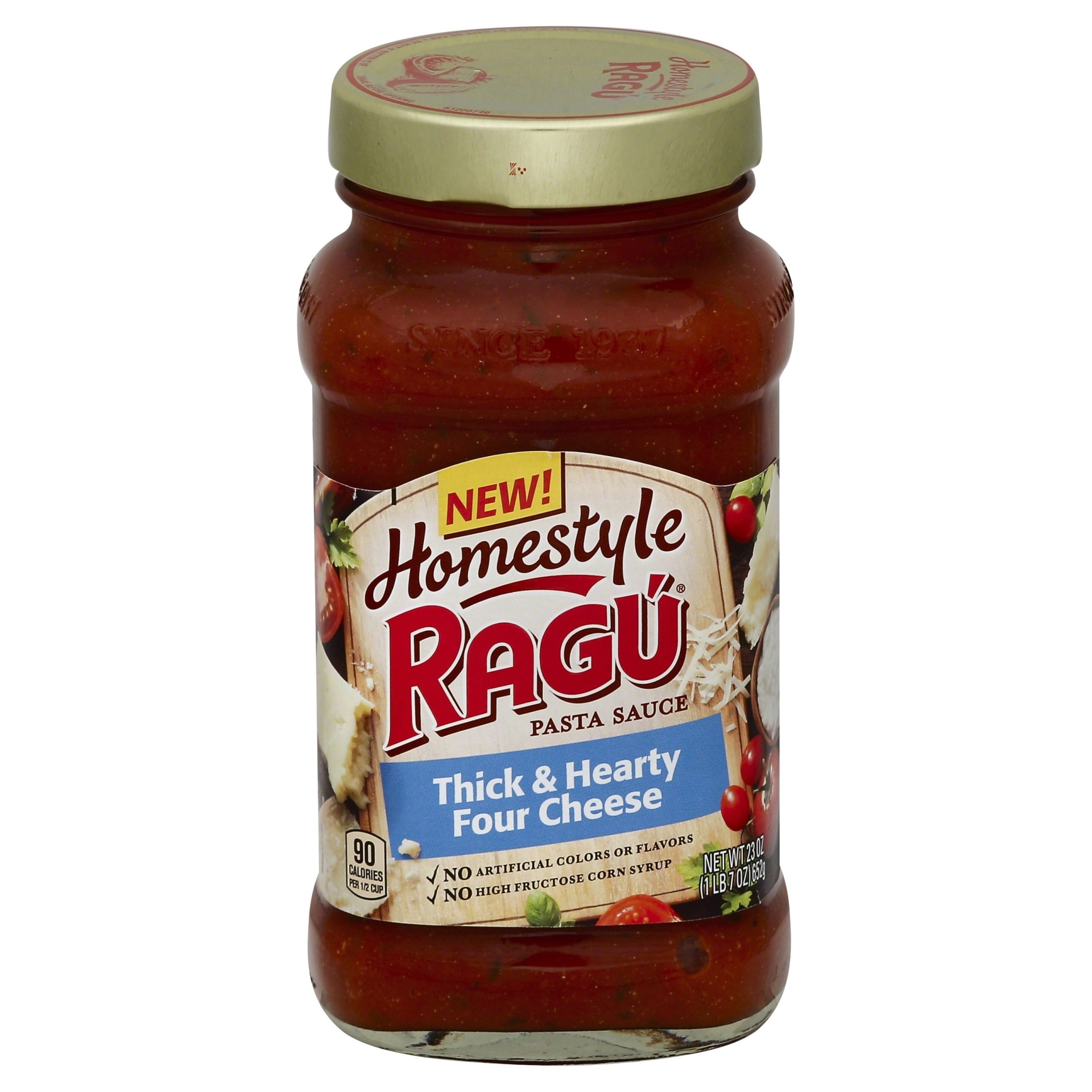 slide 1 of 1, Ragu Homestyle Thick & Hearty Four Cheese Pasta Sauce, 23 oz