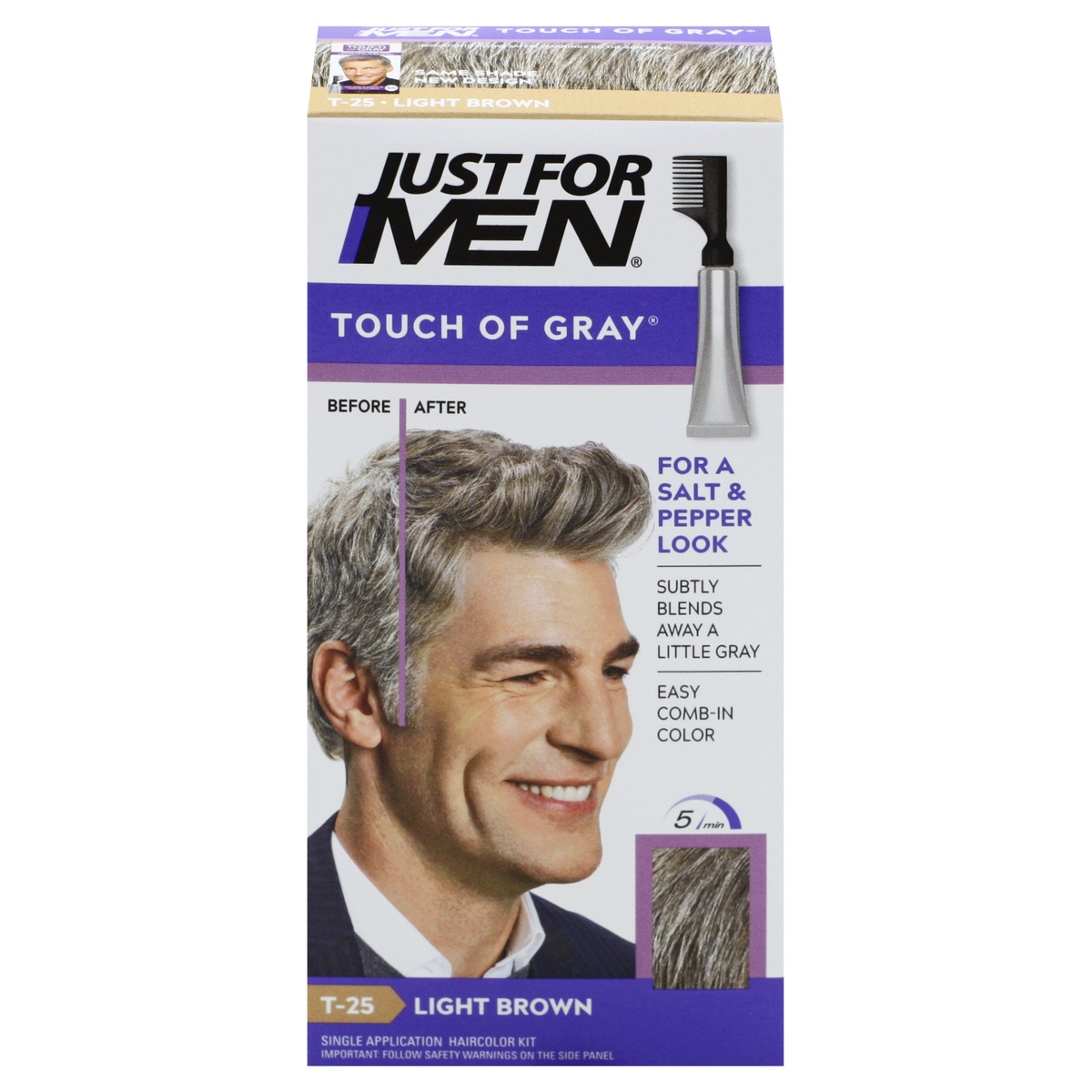 slide 1 of 1, Just for Men Touch of Gray Hair Color Light Brown, 1.4 oz