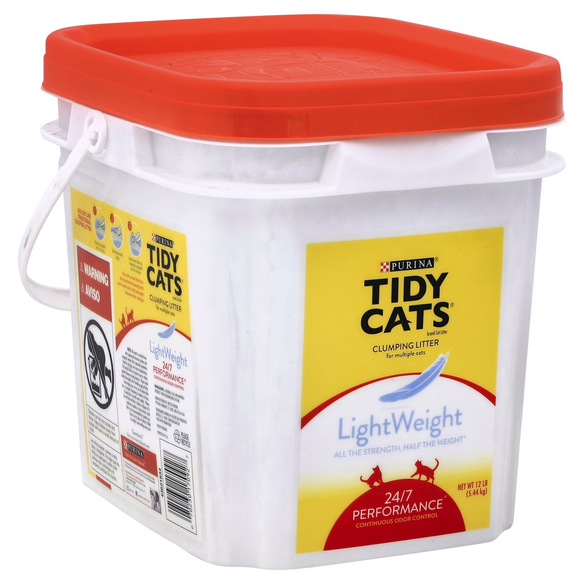 slide 1 of 1, Purina Tidy Cats LightWeight Clumping Litter 24/7 Performance for Multiple Cats, 12 lb